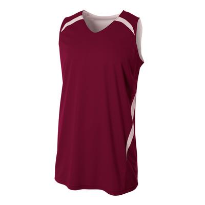 A4 N2372 Athletic Adult Performance Double/Double Reversible Basketball Jersey T-Shirt in Maroon White size XL | Polyester A4N2372