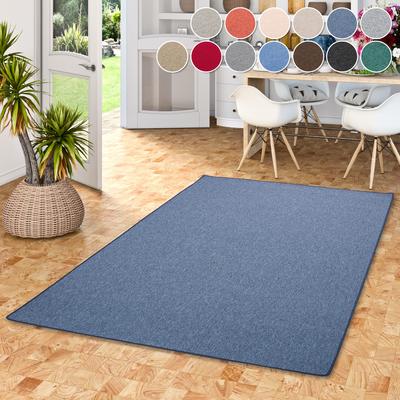 Teppich MY HOME "Fortis, Schlinge, Made in Netherlands", blau (dunkelblau), B:160cm H:5mm L:200cm, Kunstfaser, Teppiche, Uni Farben, gekettelt, auch als Läufer, strapazierfähig, Wohnzimmer Image