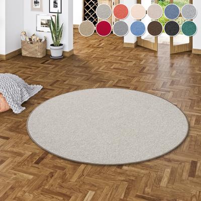 Teppich MY HOME "Fortis, Schlinge, Made in Netherlands", grau (taupe), H:5mm Ø:100cm, Kunstfaser, Teppiche, Uni Farben, gekettelt, strapazierfähig, Wohnzimmer Image