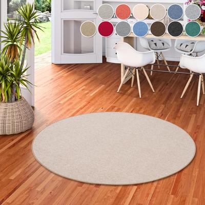 Teppich MY HOME "Fortis", beige, H:5mm Ø:160cm, Kunstfaser, Teppiche, Uni Farben, Schlinge, gekettelt, strapazierfähig, Wohnzimmer Image