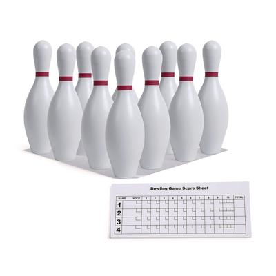 Champion Sports Plastic Bowling Pin Set, White, 10/Set (CSIBP10)