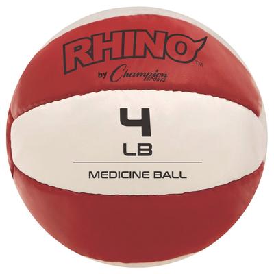 Champion Sports Rhino Leather Medicine Ball, 4 lb, Red/White (CSIMB4)