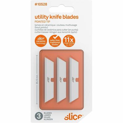 Slice Safety Utility Knife Blades, Pointed Tip, Ceramic Zirconium Oxide, 3/Pack (SLI10528)