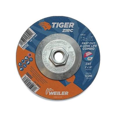 Weiler Tiger Zirc Combo Wheel, 7 x 1/8 in, 5/8 in-11 Arbor, Type 27 (804-58055)