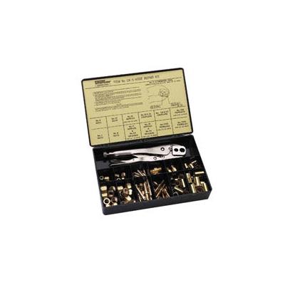 Western Enterprises Hose Repair Kit, B-Size Fittings, 3/16 in Hose ID, Hand-Grip 2-Hole Jaw Crimp Tool (312-CK-5)