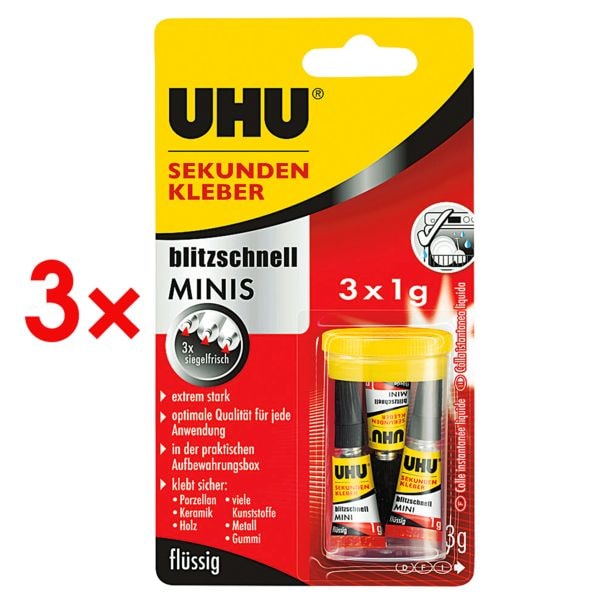 UHU 3x Sekundenkleber »MINIS« 45415 weiß Image