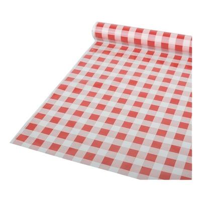 Papstar Tischdecke aus Folie 50 m x 80 cm Karomuster rot-weiß rot, 80 cm