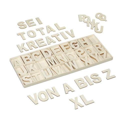 XL Holzbuchstaben Set 104 Teile, relaxdays