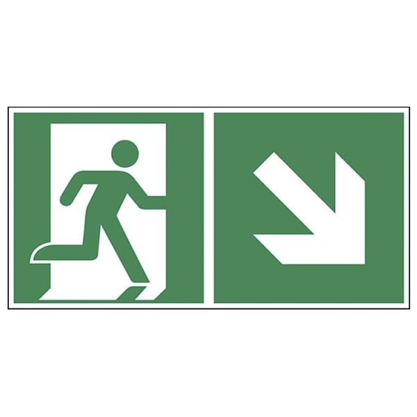 LimarLite Rettungszeichen »Notausgang rechts abwärts [E002]« 40 x 20 cm Aluminium (0,5 mm) grau, 40x20 cm Image
