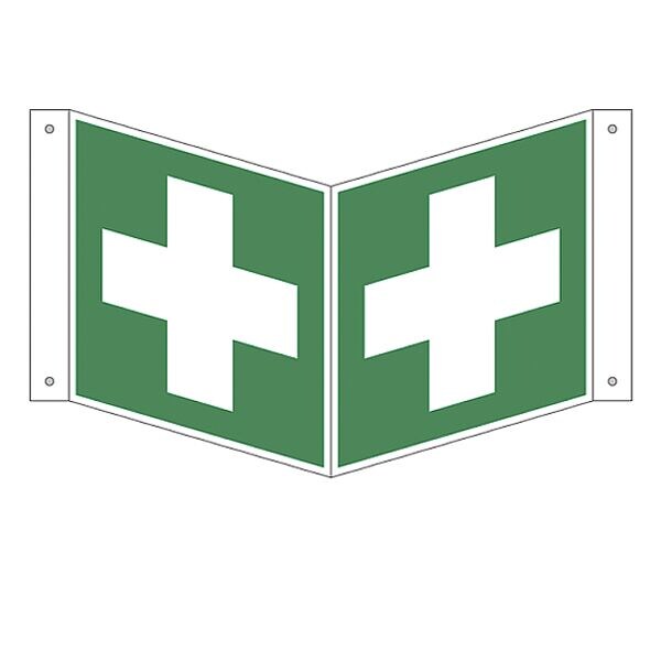 LimarLite Rettungszeichen Nasenschild »Erste Hilfe [E003]« 15 x 15 cm Aluminium (0,5 mm) grau, 15x15 cm Image