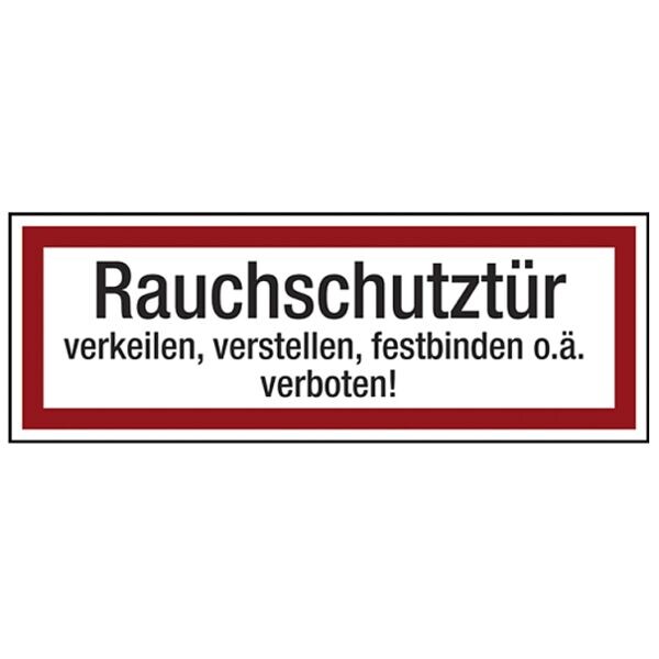 LimarLite Feuerwehrzeichen Textschild »Rauchschutztür verkeilen, verstellen, festbinden o., 21x7.4 cm Image