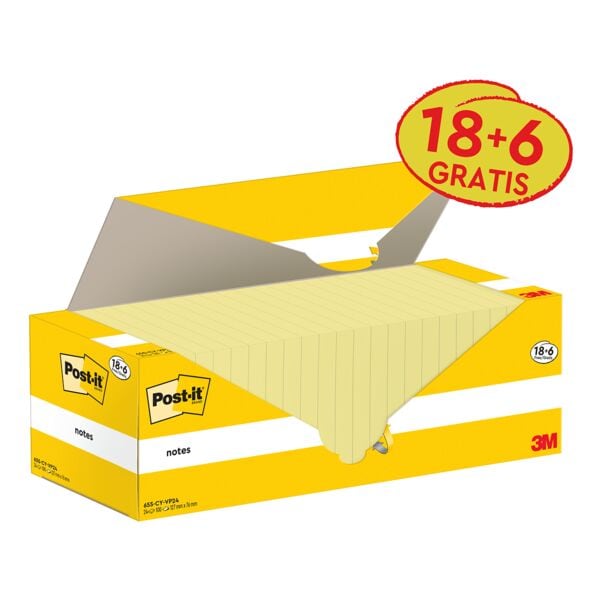 Post-it Super Sticky 18+6 Vorteilspack Haftnotizblöcke »Notes« 76 x 127 mm gelb
