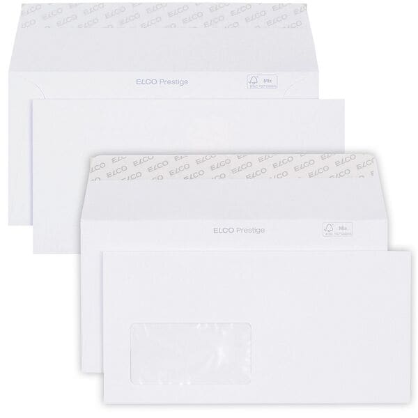 ELCO 250er-Pack Briefumschläge DIN lang+ »Prestige« - ohne Fenster weiß, 22.9x11.4 cm Image