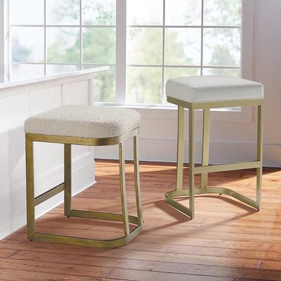 Kamdyn Backless Bar & Counter Stool - 30" Bar Height, Matte Champagne/Ivory Linen Parks Performance Bar Stool - Frontgate