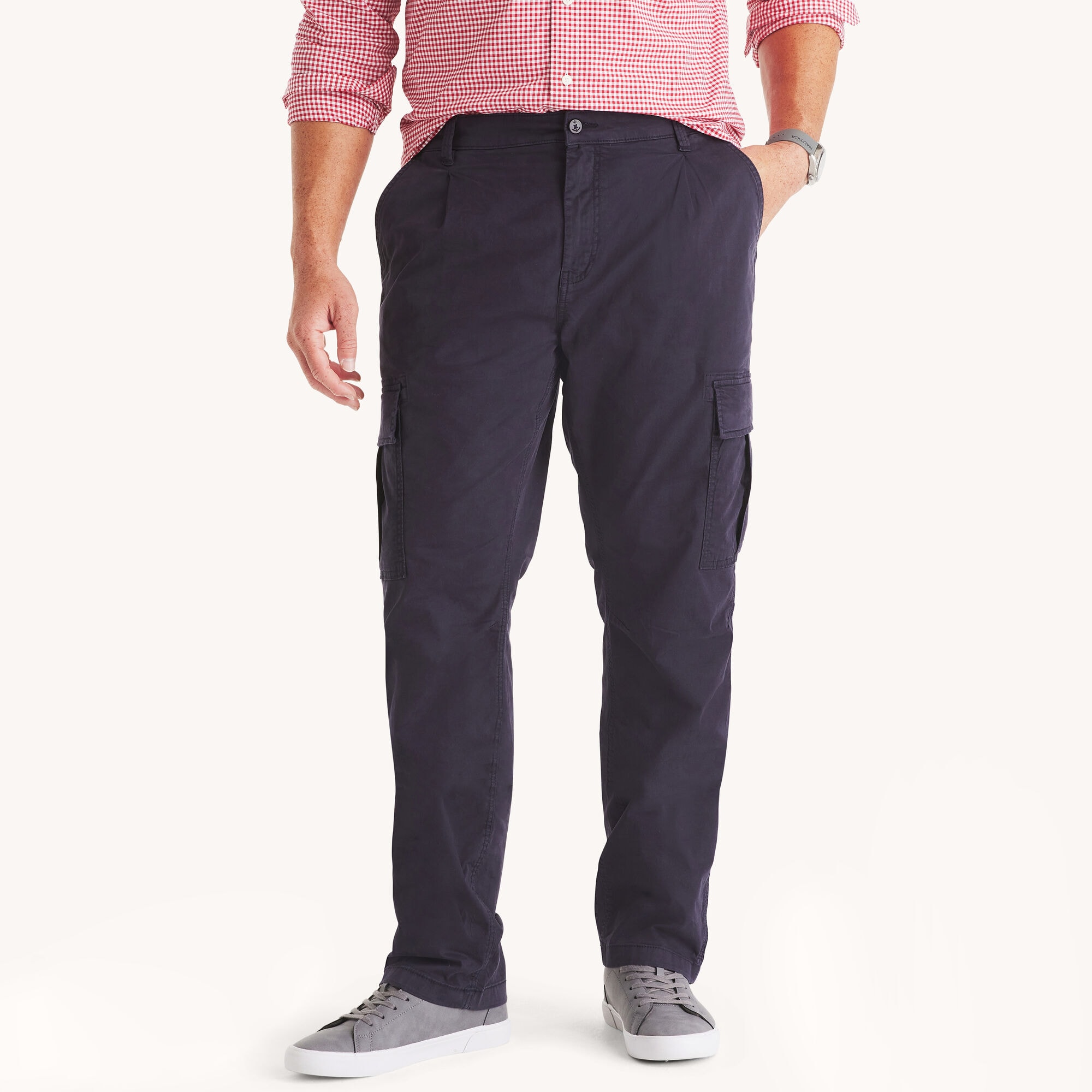 Nautica Men's Big & Tall Pleated Cargo Pant 482 (Stellar Blue Heather), 44x30