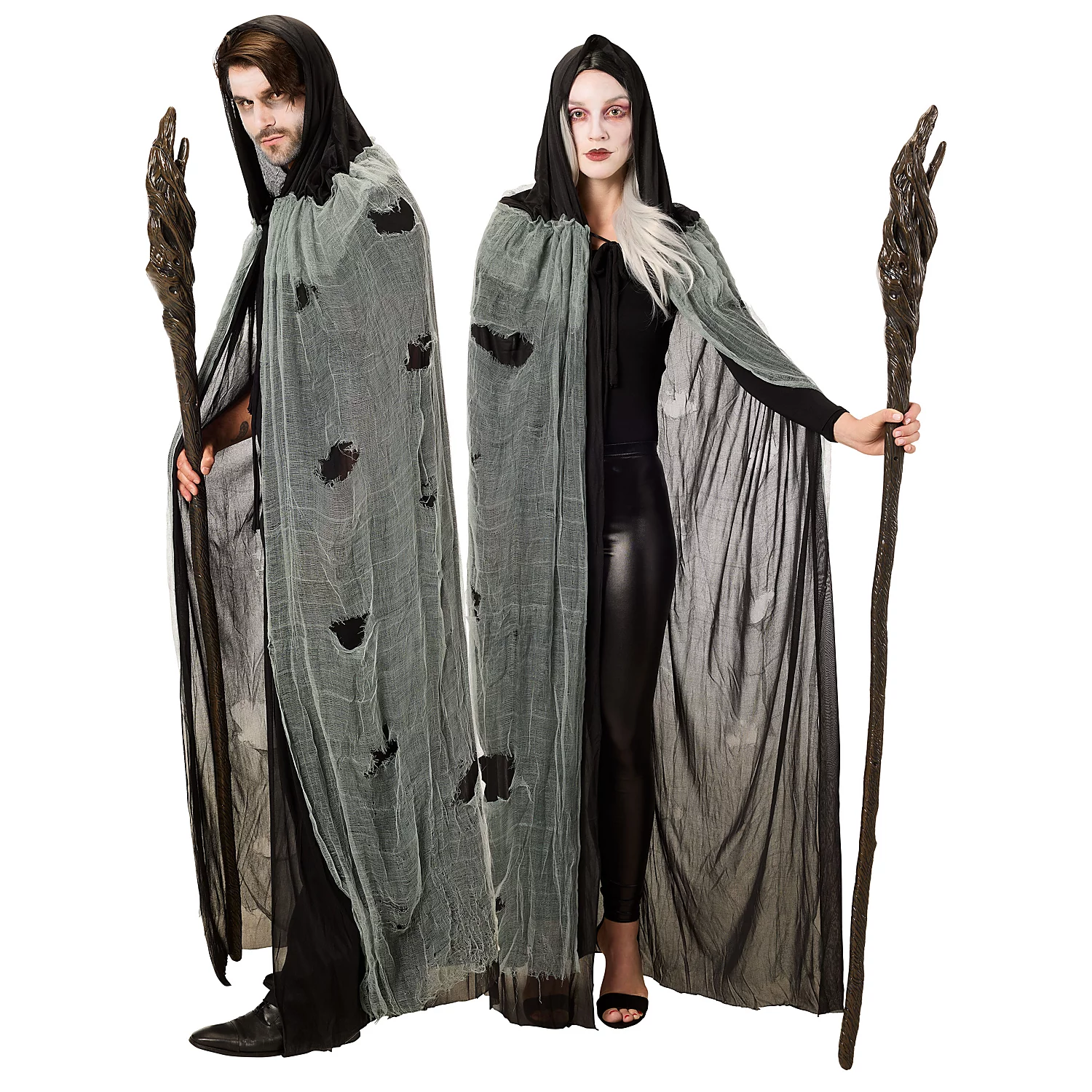 Kapuzen-Umhang Fetzen unisex, grau/schwarz Image