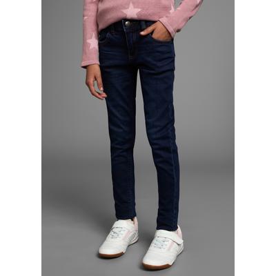 Jeansjeggings ARIZONA "Stretch-Jeans für Mädchen", Mädchen, Gr. 134, N-Gr, blau (dunkelblau), Denim/Jeans, Obermaterial: 71% Baumwolle, 26% Polyester, 3% Elasthan, unifarben, Basic, eng lang, Jeans, schmale Passform, elastische Denim-Qualität Image