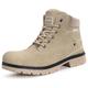 Winter Boots Womens Snow Boots Warm Ankle Fully Fur Lined Anti-Slip Leather Boots Work Walking Outdoor, Khaki, 7 UK, 41 EU
