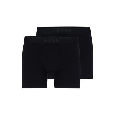 Boxer BOSS "BoxerBr 2P UltraSoft", Herren, Gr. L, schwarz, Jersey, Obermaterial: 90% Modal, 10% Elasthan, unifarben, körpernah, Unterhosen, mit tonalem BOSS Logo-Elastikbund Image