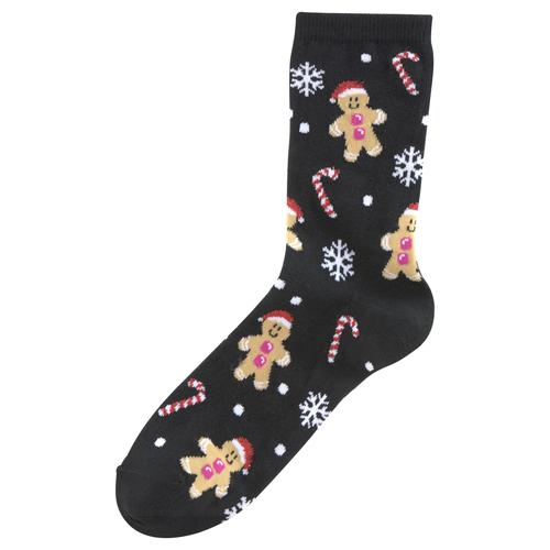 Socken H.I.S Gr. 35-38, schwarz (2x schwarz, gemustert, 1x grau, gemustert) Damen Socken mit lustigen Weihnachtsmotiven