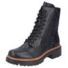 Schnürstiefelette RIEKER, Damen, Gr. 38, schwarz, Lederimitat, unifarben, sportlich, Schuhe, Schnürboots, Blockabsatz, Innenreißverschluss und Nietenverzierung