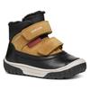 Winterboots GEOX "B OMAR BOY WPF C", Kinder, Gr. 21, schwarz (schwarz, curryfarben), Leder, Veloursleder, Textil, casual, Schuhe, Klettstiefel, Babystiefel Winterstiefel mit Warmfutter
