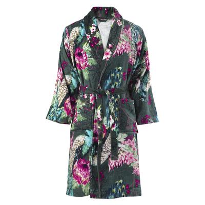 Bademantel KENDA SAND "Blossom 125" Gr. S, grün (multi, grün), S, Baumwolle, Hausmäntel, bequem, Wohlfühlqualität, mit Gürtel Image