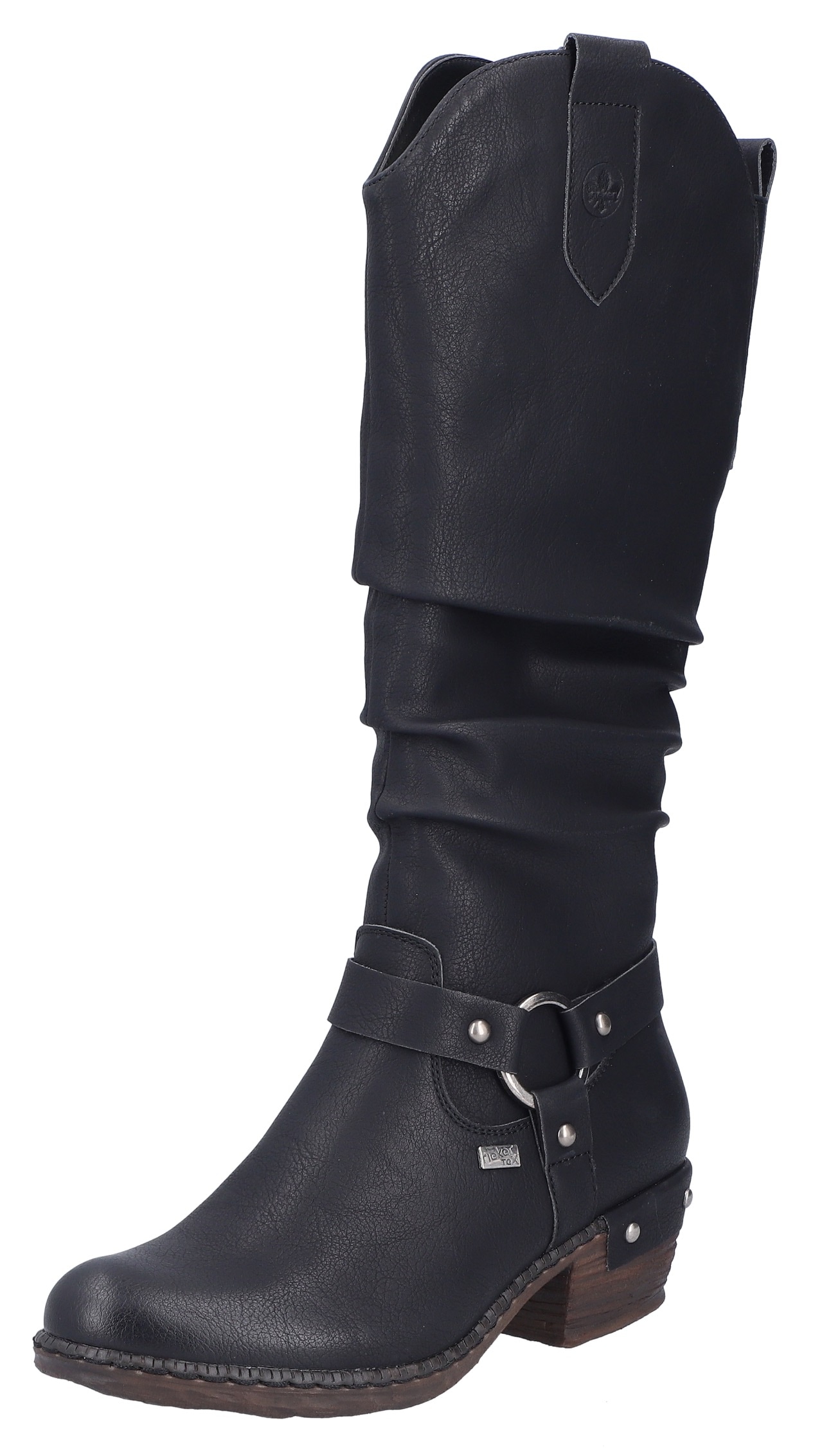 Westernstiefel RIEKER, Damen, Gr. 37, Normalschaft, schwarz, Lederimitat, unifarben, Schuhe, Blockabsatz, Cowboystiefel mit wasserabweisender riekerTEX-Membran