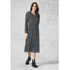 Midikleid CECIL, Damen, Gr. L (42), US-Größen, grau (deep charcoal grau), Stoff, 95% Polyester, 5% Elasthan, bedruckt, casual, gerade wadenlang, V-Ausschnitt, Langarm Bündchen, Kleider, soft und trageangenehm