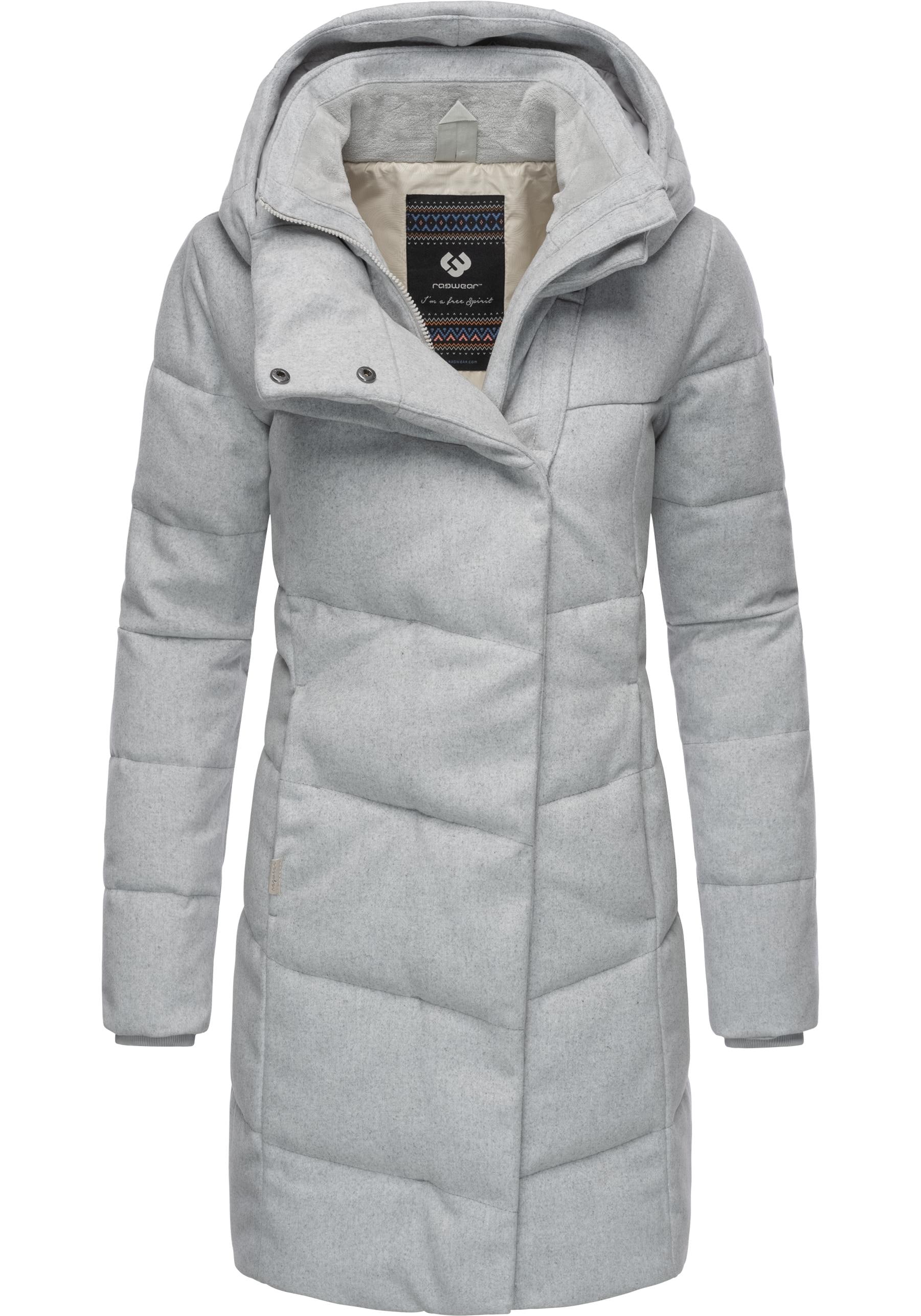 Wintermantel RAGWEAR "Pavla Coat", Damen, Gr. XL42, grau (ash), Obermaterial: 100% Polyester, Innenfutter: 100% Polyester, Wattierung: 100% Polyester, Modisch, tailliert ca. Mitte Oberschenkel, Ärmel ohne Ärmelschlitz Rippstrickbündchen, Mäntel,... Image