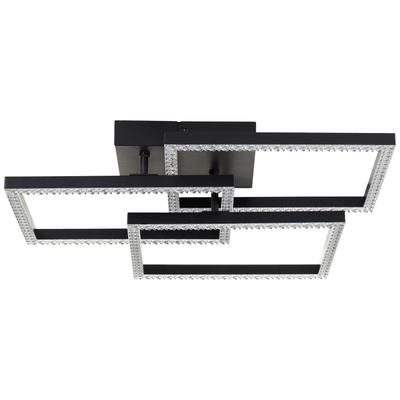BRILLIANT LED Deckenleuchte "Ranni", schwarz, H: 10,00cm, Lampen, 47 x 47, 3900 lm, 4000 K, Kristalloptik, schwenkbar, schwarz Image