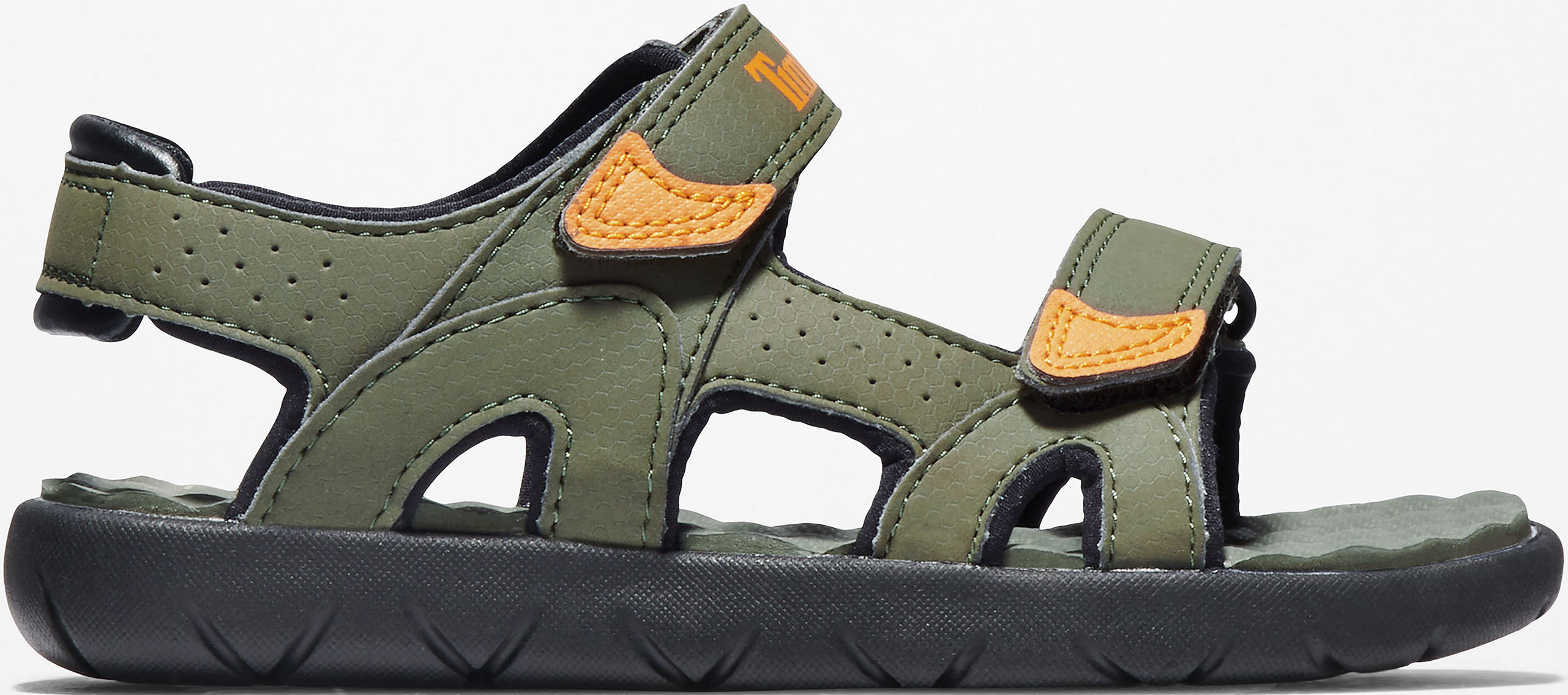 Sandale TIMBERLAND "PERKINS ROW BACKSTRAP SANDAL", Kinder, Gr. 23, grün (khaki), Synthetik, Schuhe Sandale, mit Klettverschluß