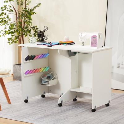 EROMMY 45.5" W x 23.6" D Sewing Table featuring a Storage Shelf, Versatile Adjustable Sewing Machine Desk with Storage Bags