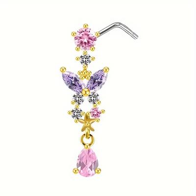 TEMU 1 Girl's Sexy Nose Stud Pendant With Zircon