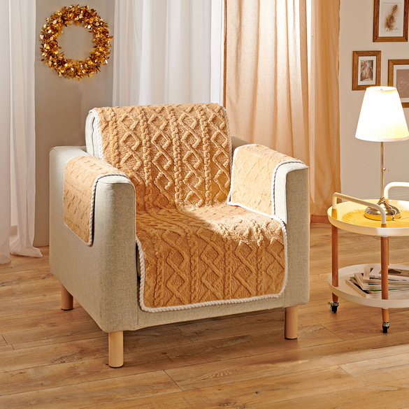 Sesselschoner ""Teddystrick"" 60 x 150 cm creme Eldo