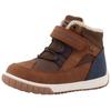 Winterboots TOM TAILOR, Kinder, Gr. 28, braun (cognac, blau), Lederimitat, Textil, unifarben, kontrastfarbene Details, casual, Schuhe, Klettschuh, High-Top-Sneaker, Outdoorschuh mit Kontrastnähten