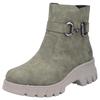 Winterstiefelette RIEKER, Damen, Gr. 41, grün (khaki), Lederimitat, modisch, Schuhe, Winterboots, Plateausohle, mit Zierschnalle und Innenreißverschluss