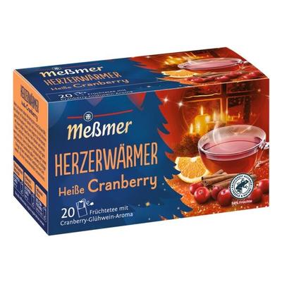 Früchtetee »Herzerwärmer Heiße Cranberry« Tassenportion 20 Portionen Papierkuver rot, Meßmer