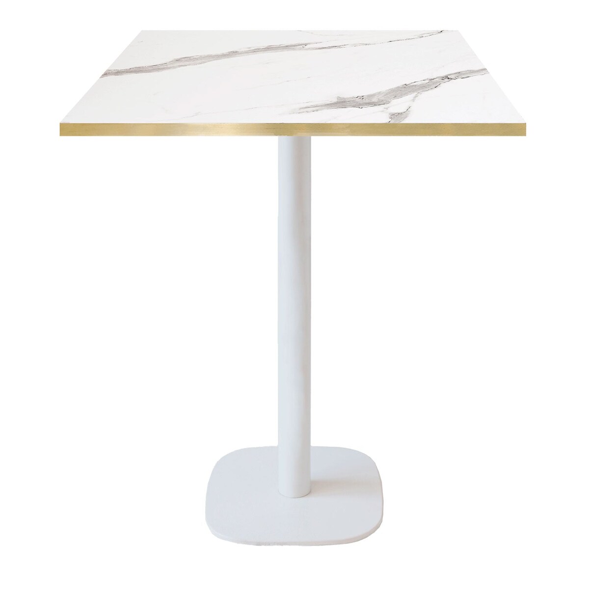 Restootab Stehtisch Round weiß 70x70cm - Modell weißer Marmor mit messingfarbenen Kanten Image