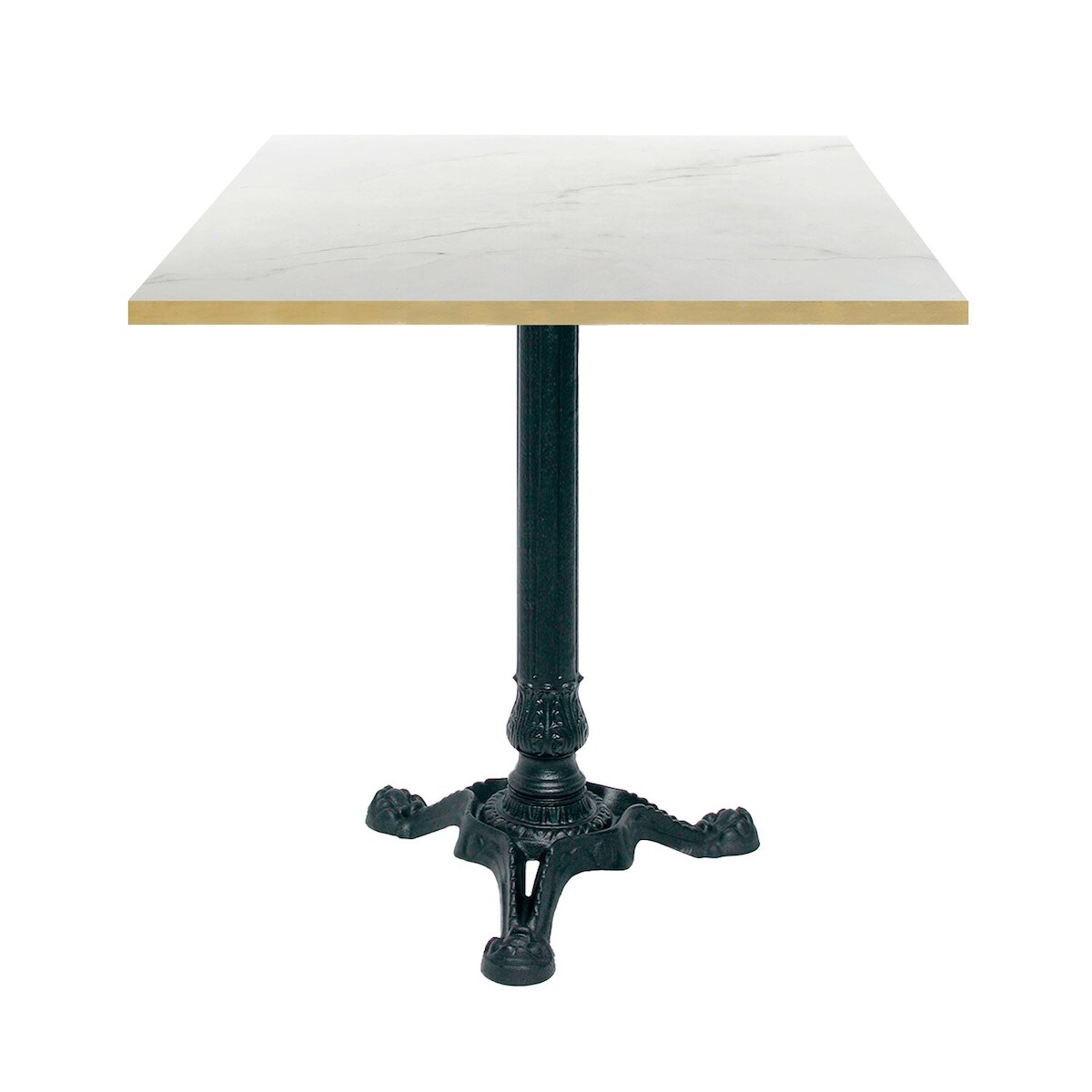 Restootab Tisch Bistrot 70x70cm - Modell Marmor Paros mit messingfarbenen Kanten Image