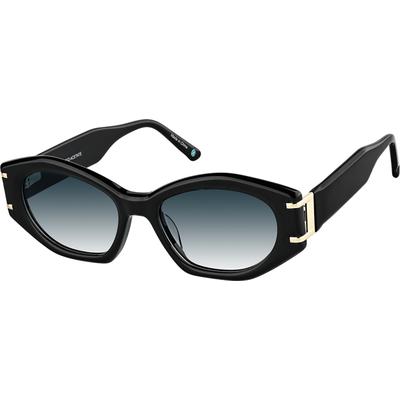 Zenni Women's Geometric Rx Sunglasses Black Bio-Based Full Rim Frame