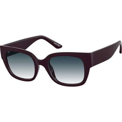 Zenni Women's Square Rx Sunglasses Red Plastic Full Rim Frame