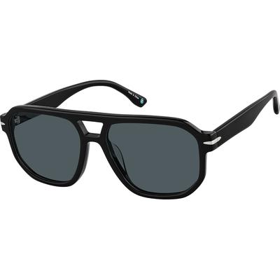 Zenni Men's Aviator Rx Sunglasses Black Plastic Full Rim Frame