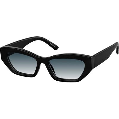 Zenni Women's Vintage Cat-Eye Rx Sunglasses Black Plastic Full Rim Frame