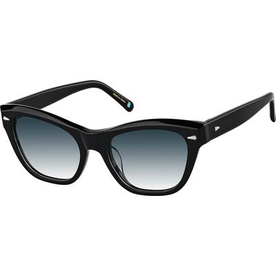 Zenni Women's Vintage Cat-Eye Rx Sunglasses Black Plastic Full Rim Frame