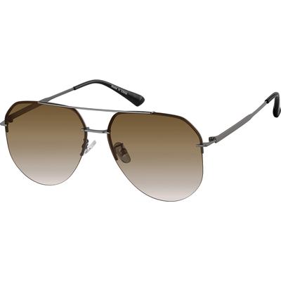 Zenni Aviator Sunglasses Gray Stainless Steel Full Rim Frame