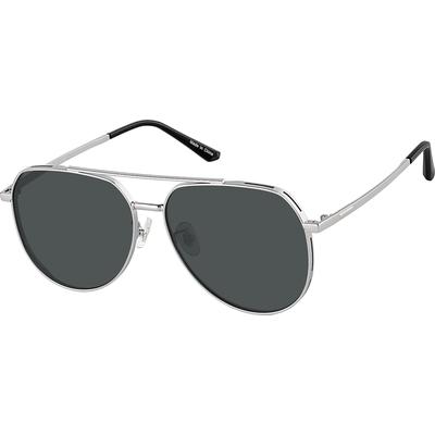 Zenni Men's Aviator Sunglasses Silver Stainless Steel Full Rim Frame