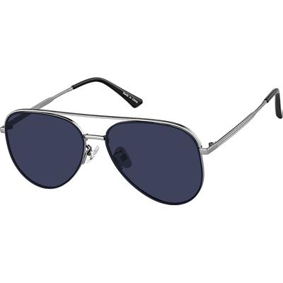 Zenni Men's Aviator Sunglasses Gray Stainless Steel Full Rim Frame