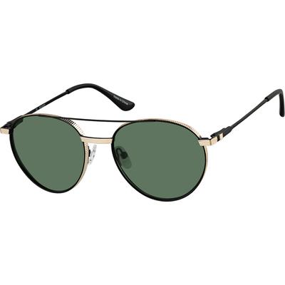 Zenni Women's Aviator Sunglasses Black Stainless Steel Full Rim Frame