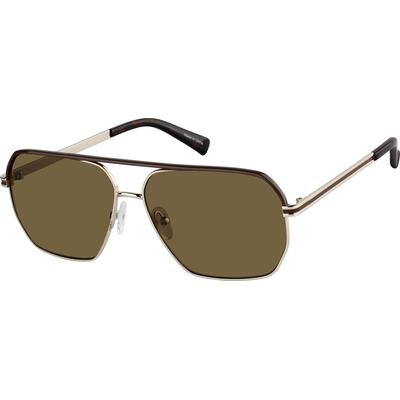 Zenni Men's Aviator Sunglasses Gold Stainless Steel Full Rim Frame